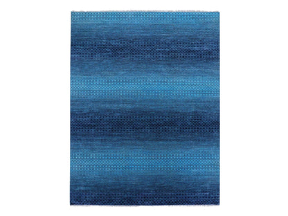 Blue 9'0" x 11'7" Modern and Contemporary Hand knotted Wool Rug - Sku: O079233