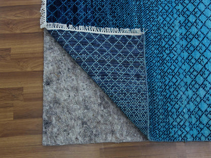 Blue 9'0" x 11'7" Modern and Contemporary Hand knotted Wool Rug - Sku: O079233