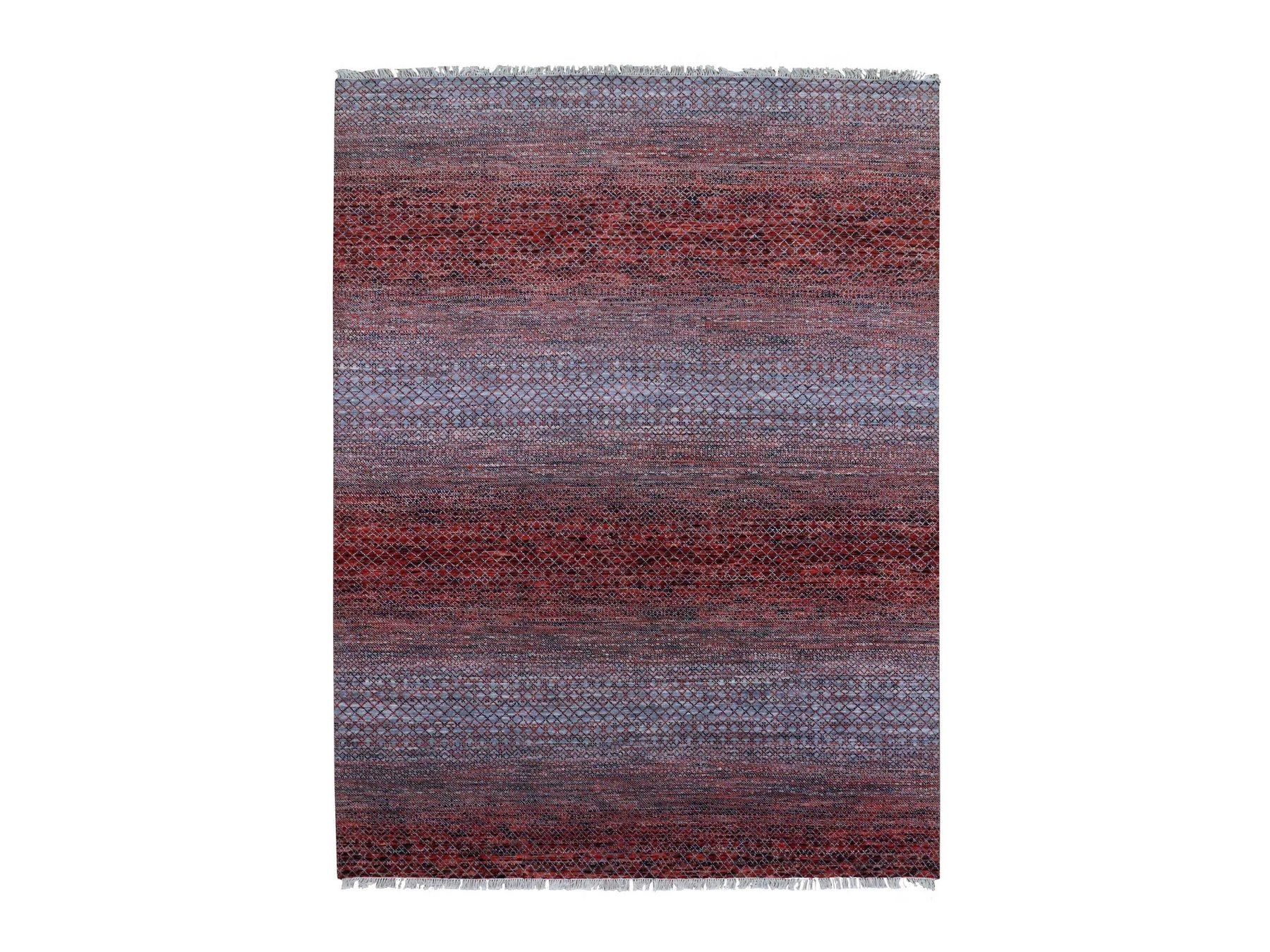 Modern / Contemporary hand-knotted wool rug in Red, 9'1" x 12'1" — SKU O079238
