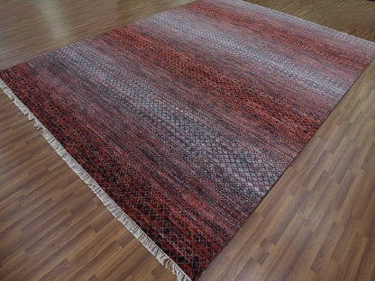 Modern / Contemporary hand-knotted wool rug in Red, 9'1" x 12'1" — SKU O079238 (view 3)