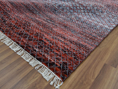 Modern / Contemporary hand-knotted wool rug in Red, 9'1" x 12'1" — SKU O079238 (view 6)