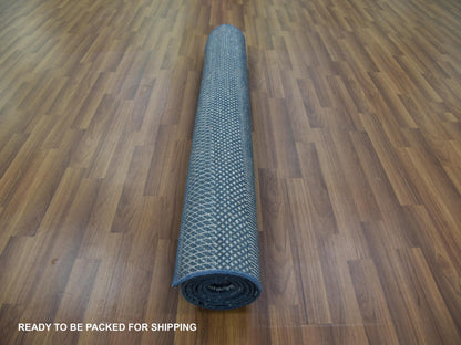 Blue 4'1" x 6'1" Modern and Contemporary Hand knotted Wool/Silk Rug - Sku: O079242