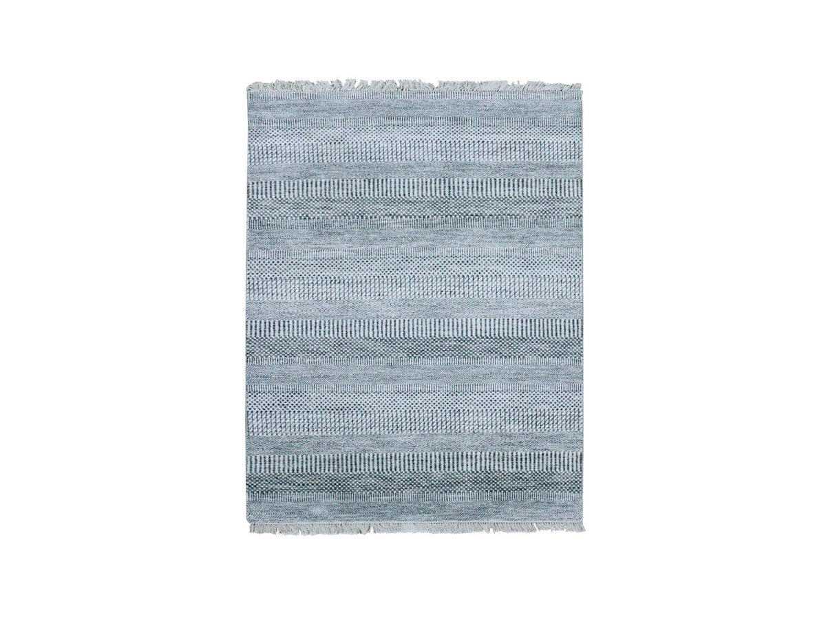 Gabbeh Modern / Contemporary hand-knotted wool/silk rug in Ivory, 4' x 6' — SKU O079246