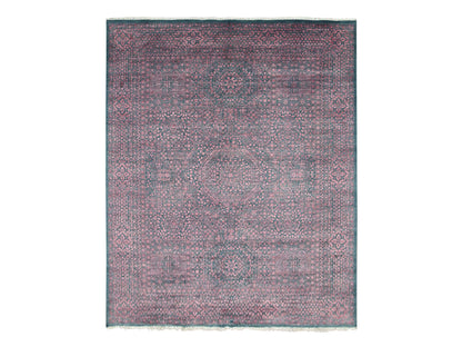 Green 8'0" x 9'9" Traditional Hand knotted Wool/Silk Rug - Sku: O079273