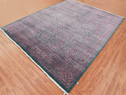 Green 8'0" x 9'9" Traditional Hand knotted Wool/Silk Rug - Sku: O079273