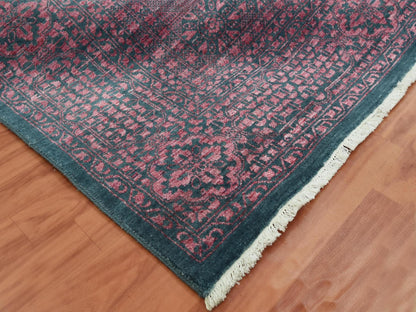 Green 8'0" x 9'9" Traditional Hand knotted Wool/Silk Rug - Sku: O079273