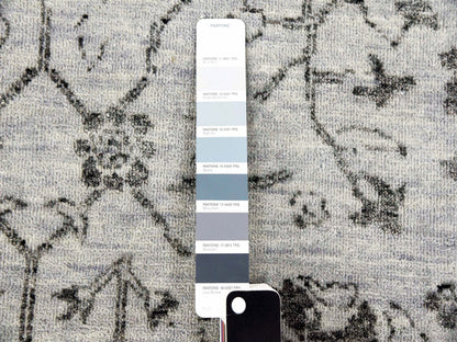 Tabriz Transitional hand-knotted wool/silk rug in Gray & Silver Gray, 8' x 9'10" — SKU O079274 (view 7)