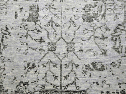 Grey 8'0" x 9'10" Transitional Hand knotted Wool/Silk Rug - Sku: O079274