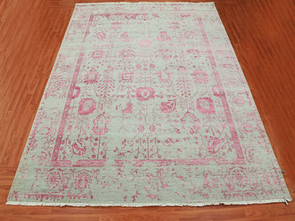 Pink 8'10" x 11'3" Transitional Hand knotted Wool/Silk Rug - Sku: O079275