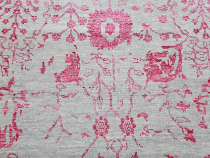 Tabriz Transitional hand-knotted wool/silk rug in Pink & Beige, 8'10" x 11'3" — SKU O079275 (view 8)