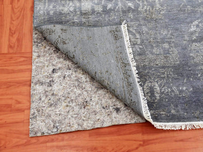 Tabriz Transitional hand-knotted wool/silk rug in Gray, 8'10" x 11'8" — SKU O079277 (view 4)