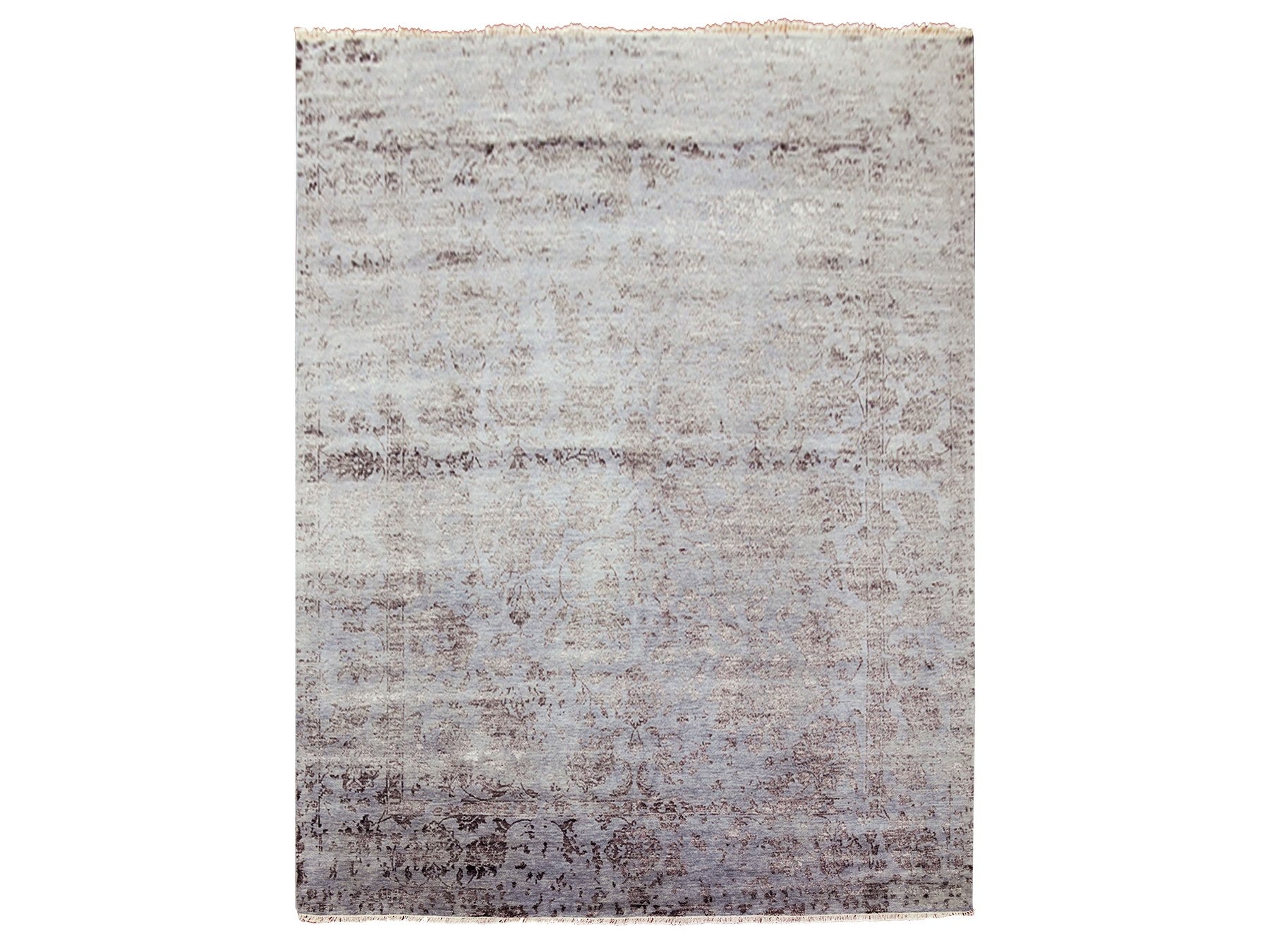 Tabriz Transitional hand-knotted wool/silk rug in Gray, 8'10" x 11'9" — SKU O079278