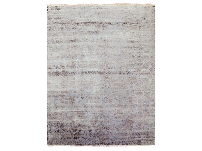 Tabriz Transitional hand-knotted wool/silk rug in Gray, 8'10" x 11'9" — SKU O079278