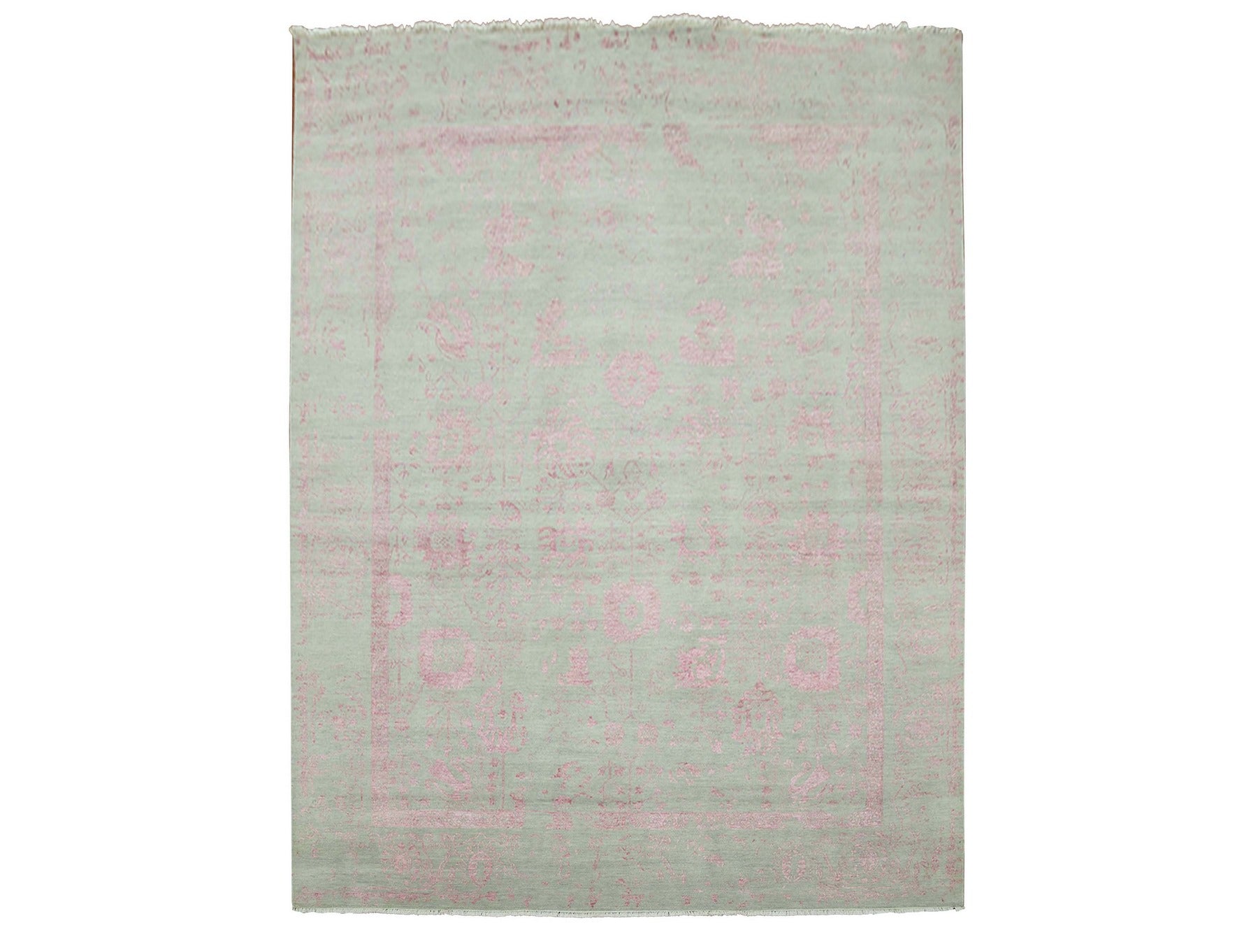 Modern / Contemporary hand-knotted wool/silk rug in Gray, 9' x 11'10" — SKU O079284