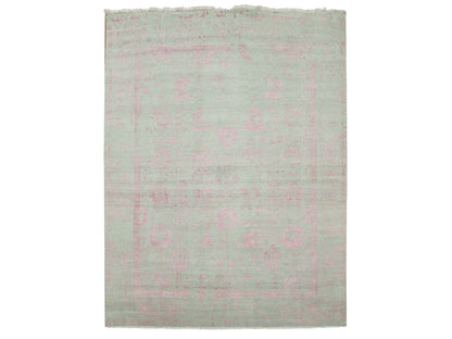 Modern / Contemporary hand-knotted wool/silk rug in Gray, 9' x 11'10" — SKU O079284