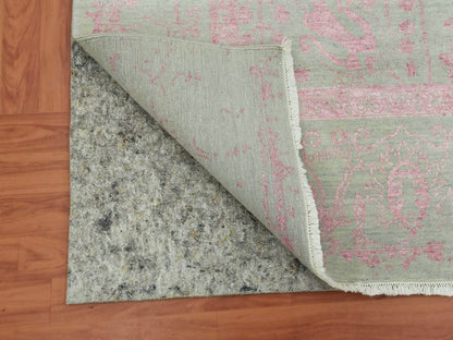 Grey 9'0" x 11'10" Modern / Contemporary Hand knotted Wool/Silk Rug - Sku: O079284