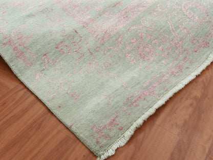 Modern / Contemporary hand-knotted wool/silk rug in Gray, 9' x 11'10" — SKU O079284 (view 6)
