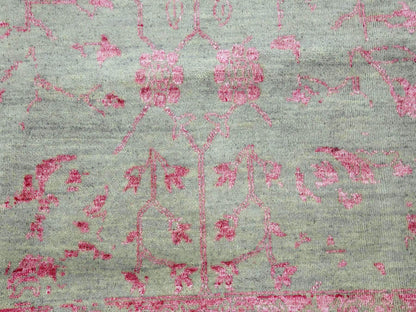 Grey 9'0" x 11'10" Modern / Contemporary Hand knotted Wool/Silk Rug - Sku: O079284