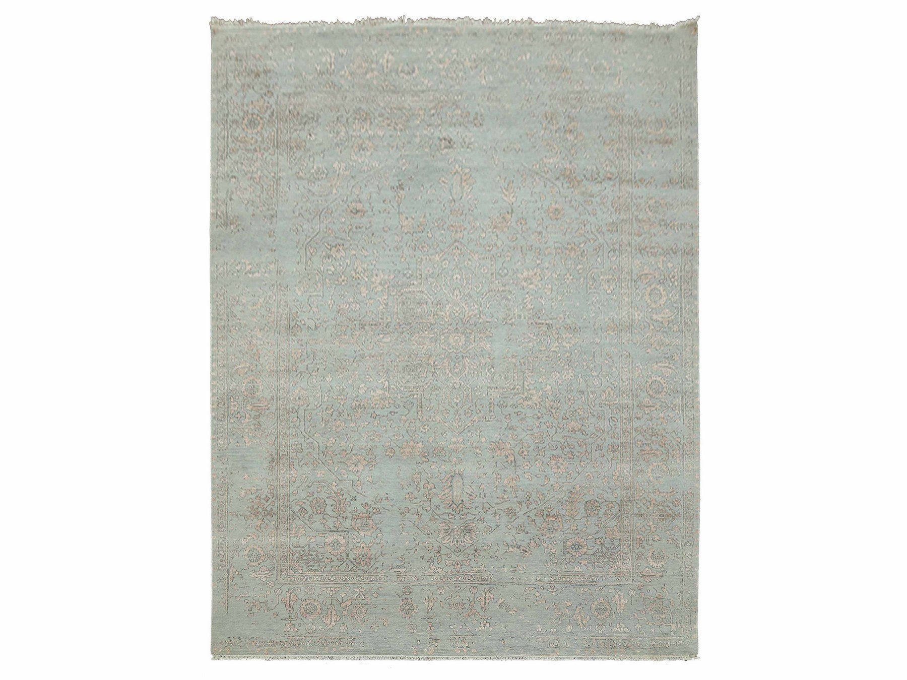 Serapi Heriz hand-knotted wool/silk rug in Gray, 9' x 12' — SKU O079285