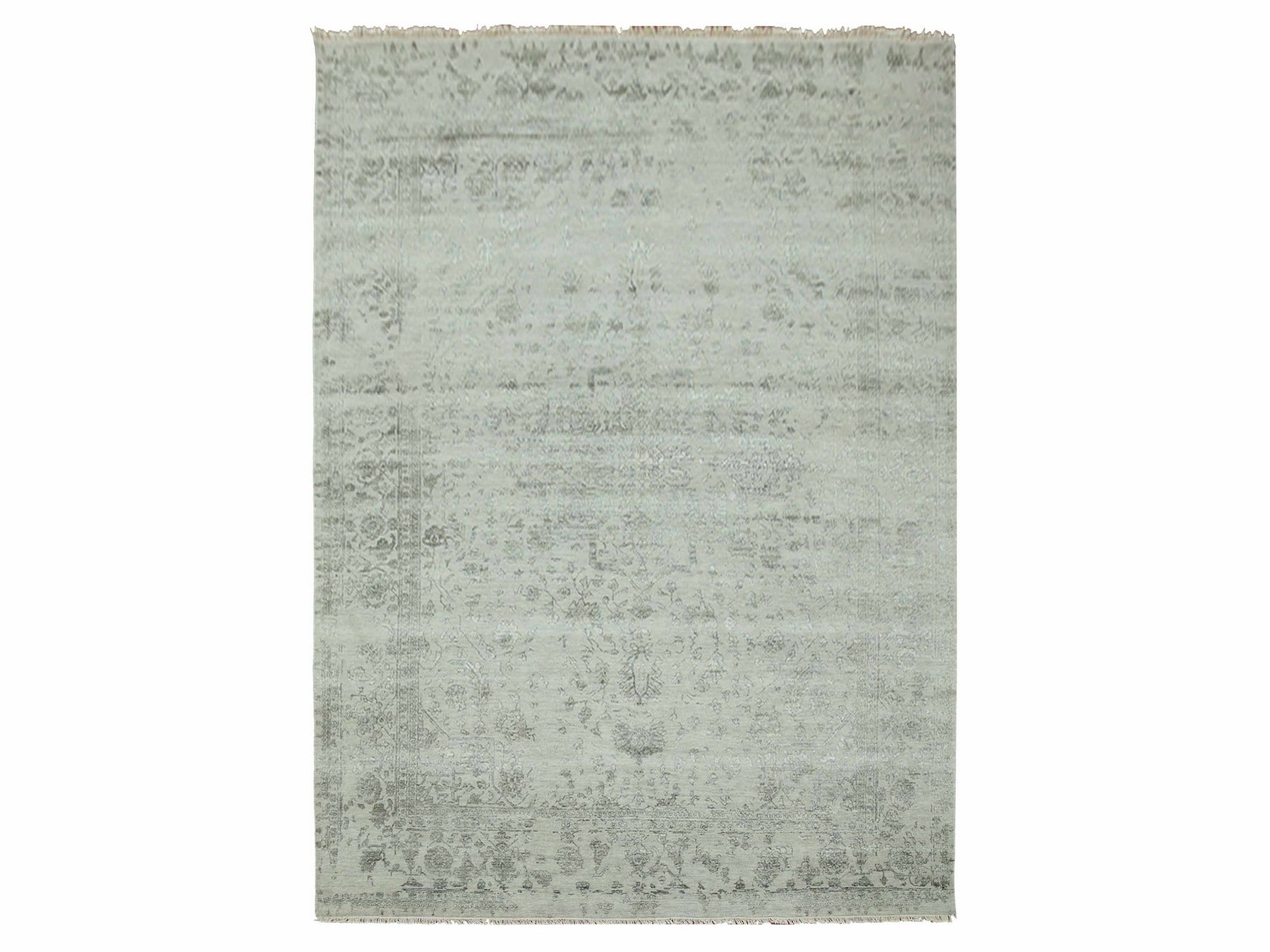 Heriz Heriz hand-knotted wool/silk rug in Gray, 9'10" x 14'3" — SKU O079288