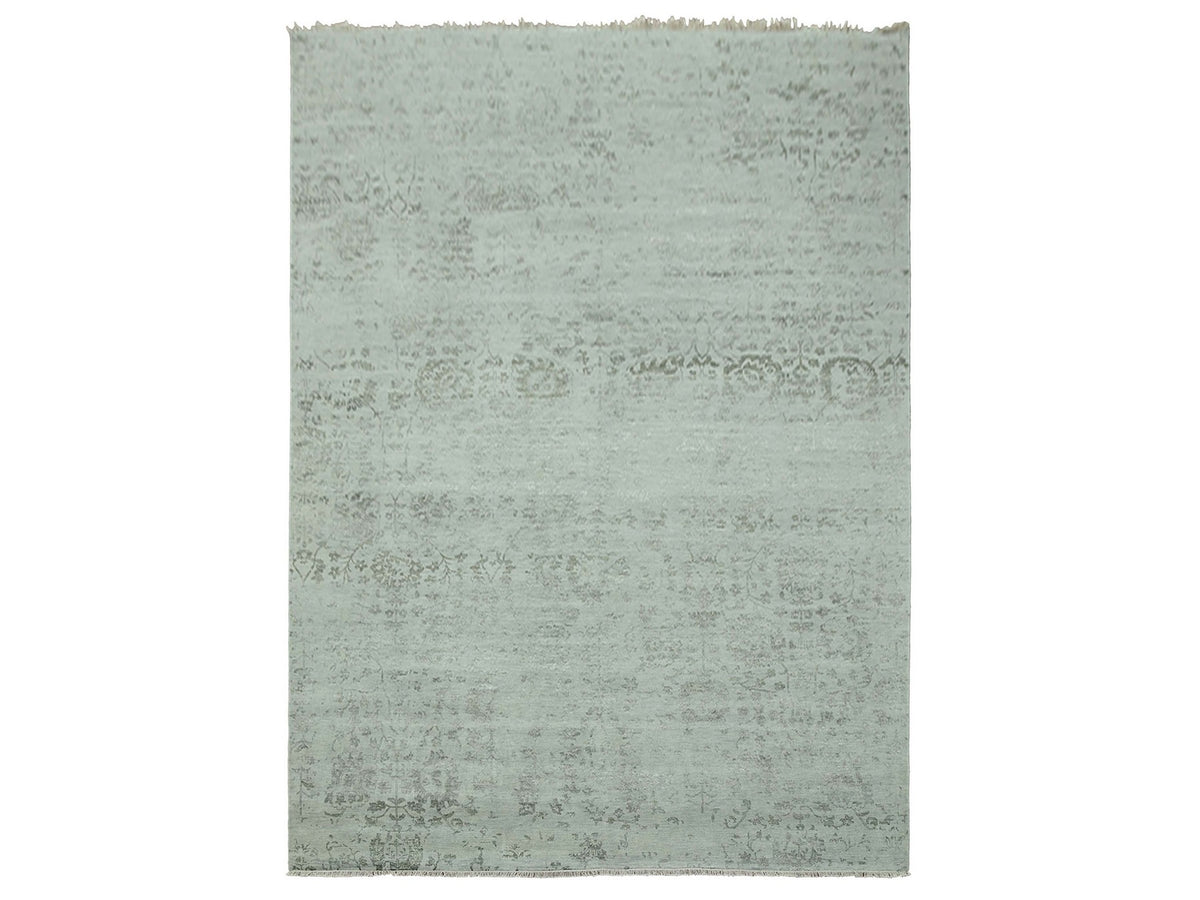 Modern / Contemporary hand-knotted wool/silk rug in Gray, 9'9" x 13'7" — SKU O079289