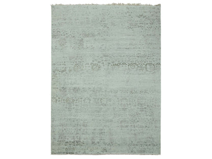 Modern / Contemporary hand-knotted wool/silk rug in Gray, 9'9" x 13'7" — SKU O079289