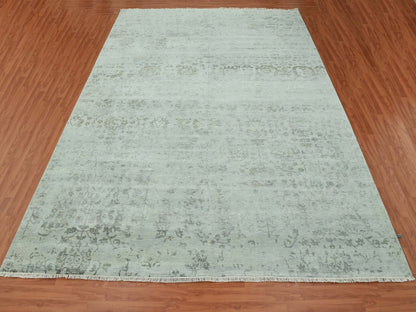 Modern / Contemporary hand-knotted wool/silk rug in Gray, 9'9" x 13'7" — SKU O079289 (view 2)