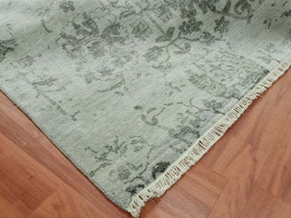 Modern / Contemporary hand-knotted wool/silk rug in Gray, 9'9" x 13'7" — SKU O079289 (view 6)