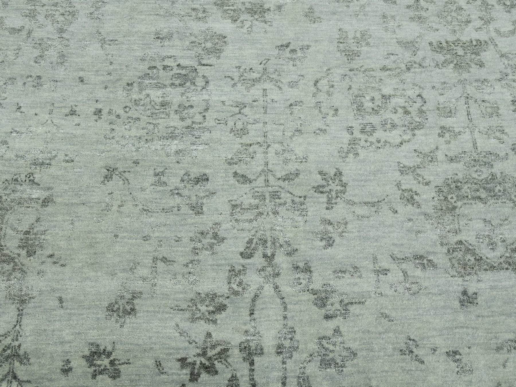 Modern / Contemporary hand-knotted wool/silk rug in Gray, 9'9" x 13'7" — SKU O079289 (view 8)