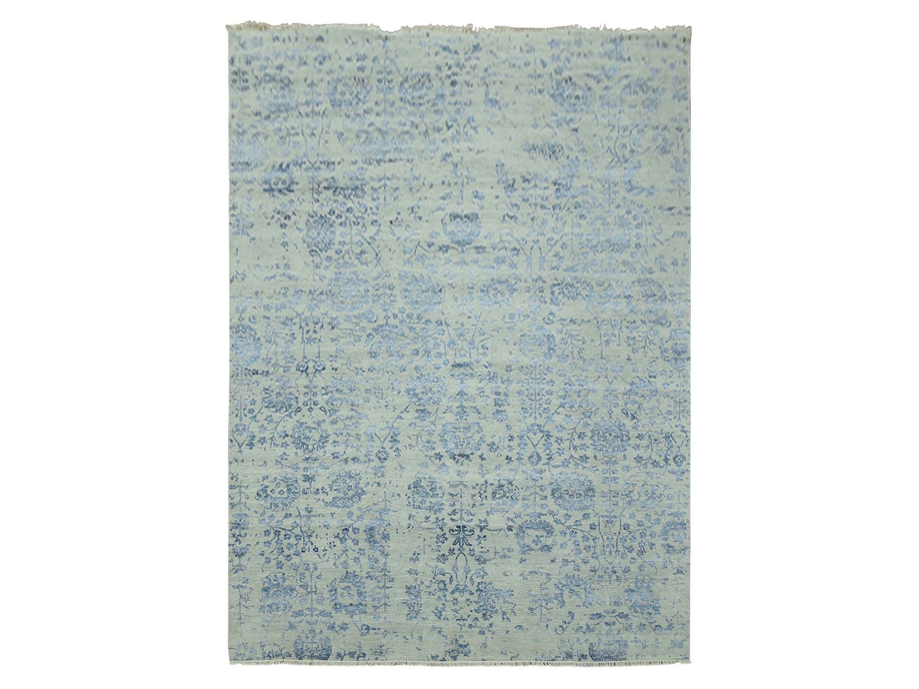Modern / Contemporary hand-knotted wool/silk rug in Gray, 10' x 13'8" — SKU O079291