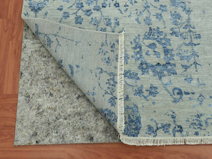 Modern / Contemporary hand-knotted wool/silk rug in Gray, 10' x 13'8" — SKU O079291 (view 4)