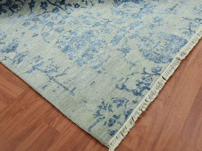 Modern / Contemporary hand-knotted wool/silk rug in Gray, 10' x 13'8" — SKU O079291 (view 6)
