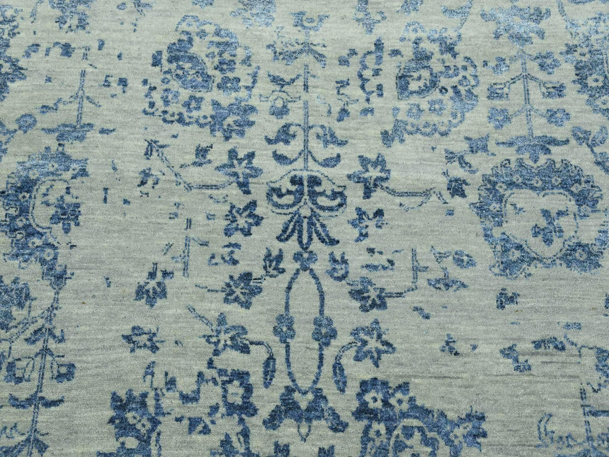 Modern / Contemporary hand-knotted wool/silk rug in Gray, 10' x 13'8" — SKU O079291 (view 8)