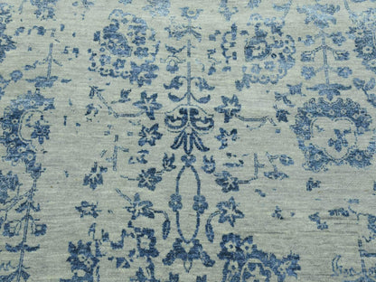 Modern / Contemporary hand-knotted wool/silk rug in Gray, 10' x 13'8" — SKU O079291 (view 8)
