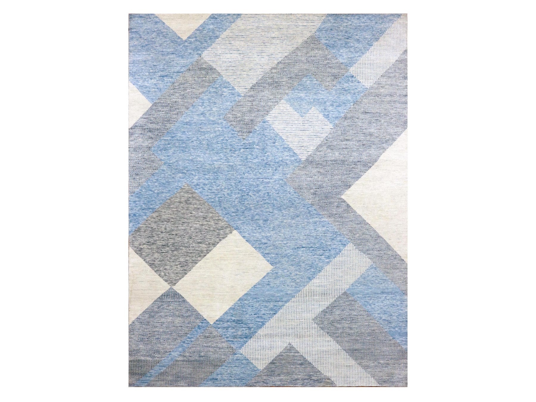 Modern / Contemporary hand-knotted wool rug in Blue, 9' x 12'1" — SKU O079292