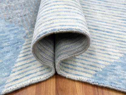 Blue 9'0" x 12'1" Modern and Contemporary Hand knotted Wool Rug - Sku: O079292