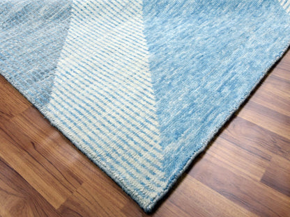 Blue 9'0" x 12'1" Modern and Contemporary Hand knotted Wool Rug - Sku: O079292