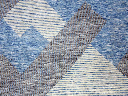 Blue 9'0" x 12'1" Modern and Contemporary Hand knotted Wool Rug - Sku: O079292
