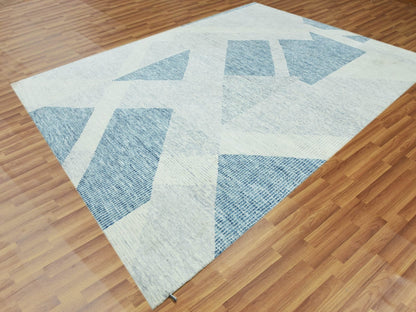 Blue 9'2" x 12'3" Modern and Contemporary Hand knotted Wool Rug - Sku: O079294