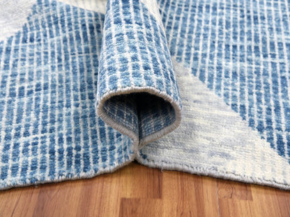 Blue 9'2" x 12'3" Modern and Contemporary Hand knotted Wool Rug - Sku: O079294