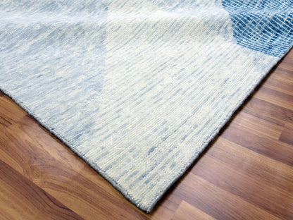 Blue 9'2" x 12'3" Modern and Contemporary Hand knotted Wool Rug - Sku: O079294