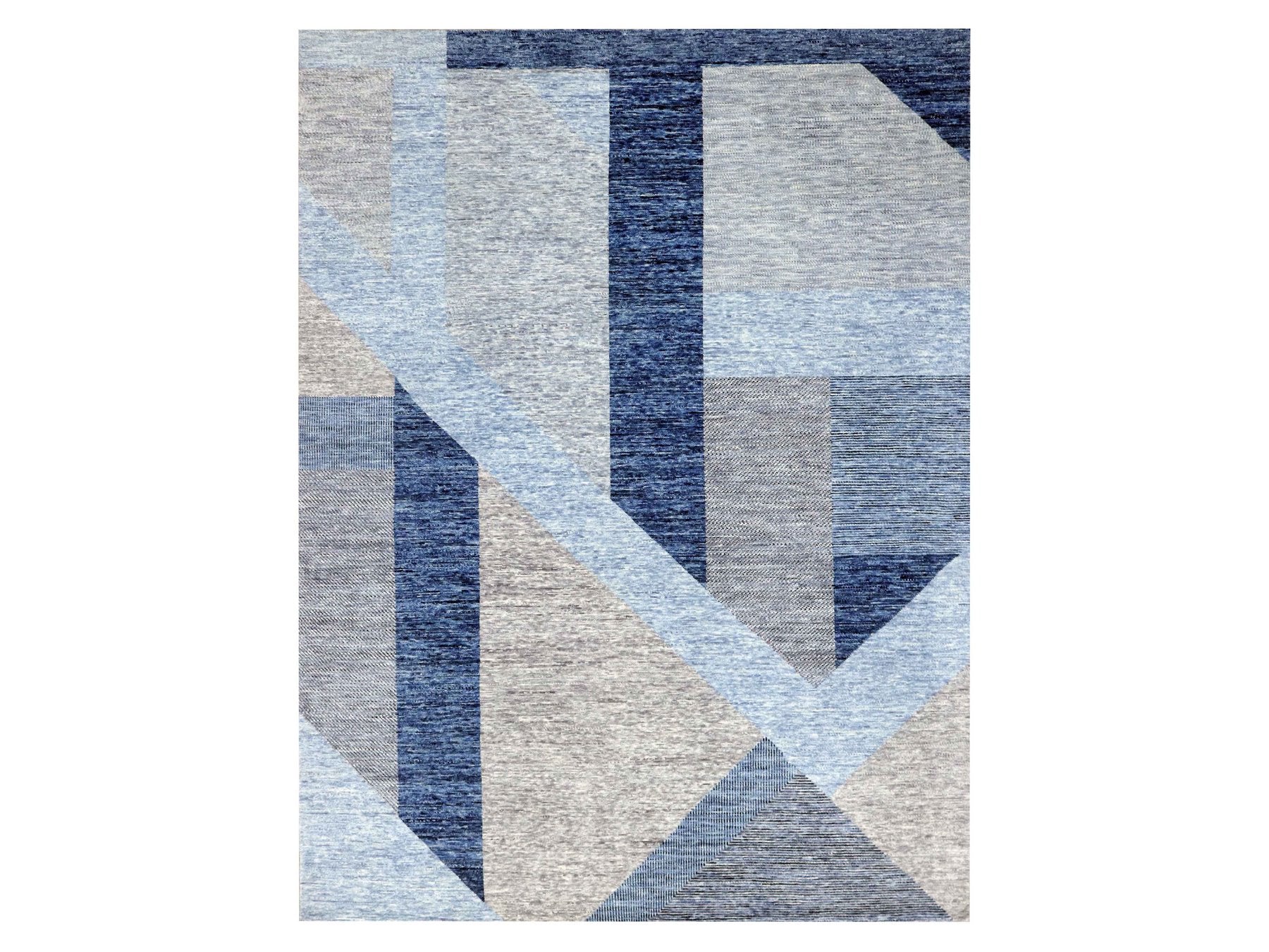 Modern / Contemporary hand-knotted wool rug in Blue, 9'2" x 11'10" — SKU O079295