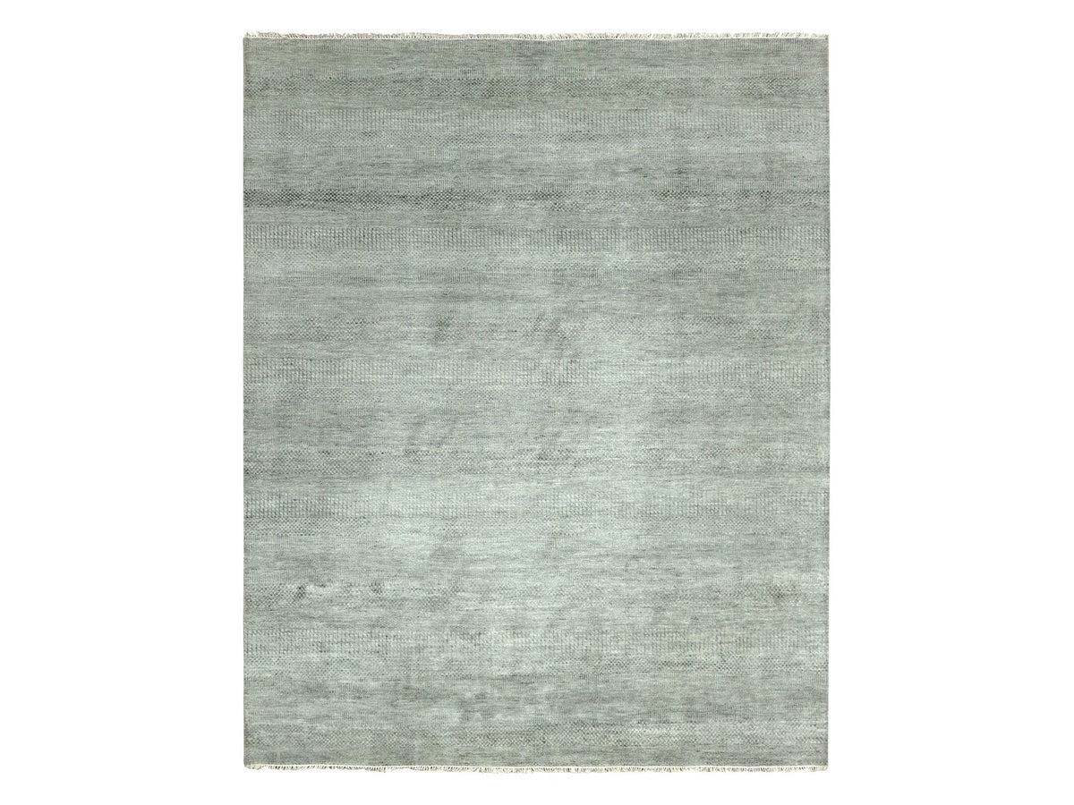 Modern / Contemporary hand-knotted wool/silk rug in Gray, 8' x 10' — SKU O079315