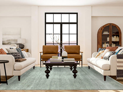 Modern / Contemporary hand-knotted wool/silk rug in Gray, 8' x 10' — SKU O079315 (view 2)