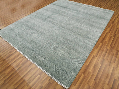 Modern / Contemporary hand-knotted wool/silk rug in Gray, 8' x 10' — SKU O079315 (view 4)