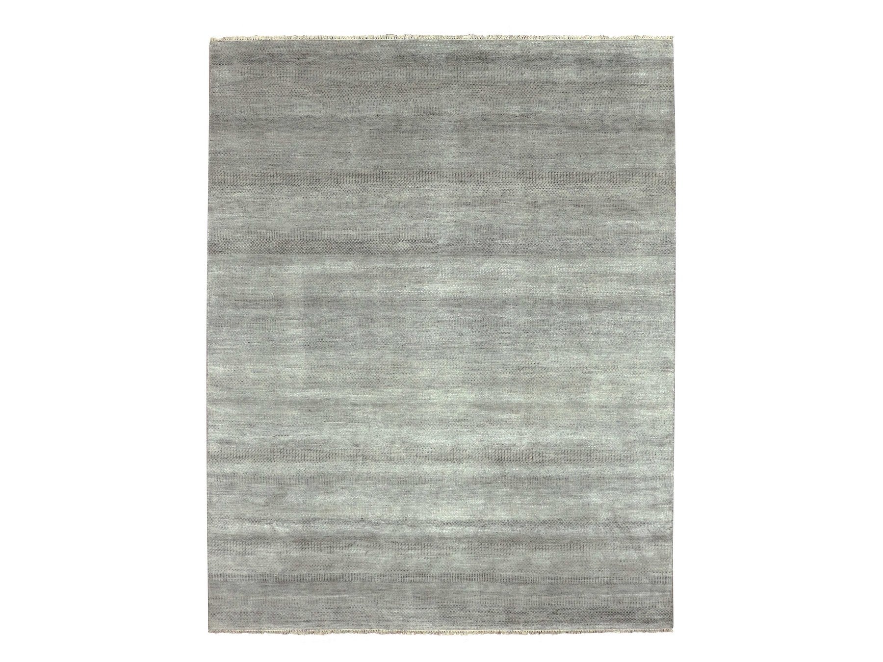 Modern / Contemporary hand-knotted wool/silk rug in Gray, 8' x 10'2" — SKU O079317