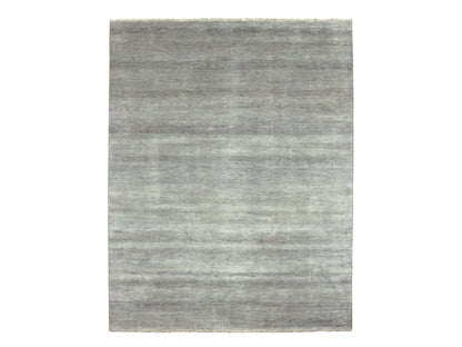 Modern / Contemporary hand-knotted wool/silk rug in Gray, 8' x 10'2" — SKU O079317