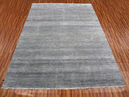 Modern / Contemporary hand-knotted wool/silk rug in Gray, 8' x 10'2" — SKU O079317 (view 2)