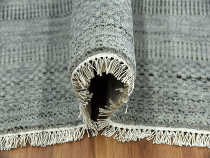 Modern / Contemporary hand-knotted wool/silk rug in Gray, 8' x 10'2" — SKU O079317 (view 5)