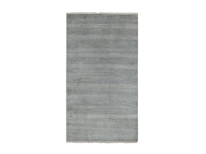 Modern / Contemporary hand-knotted wool/silk runner in Gray, 3'10" x 7' — SKU O079337